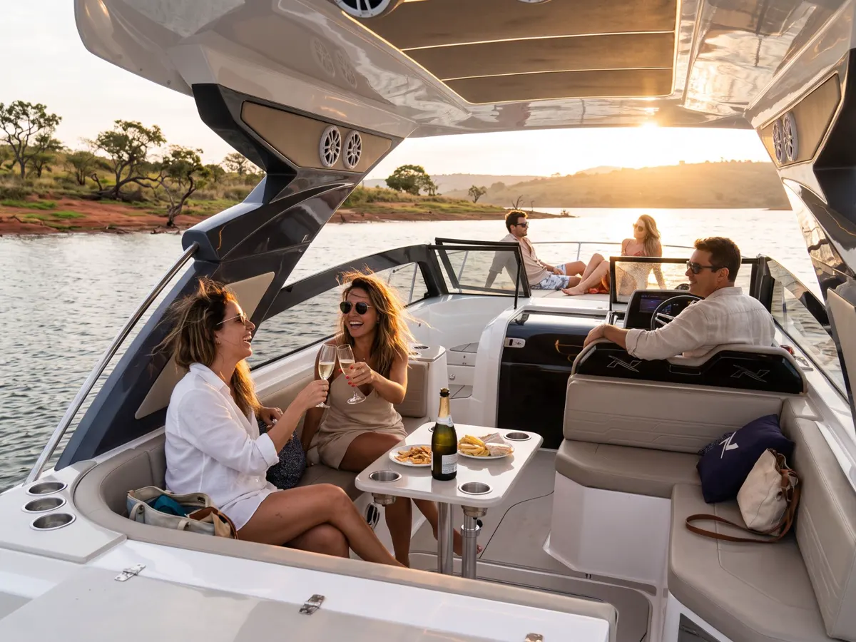 Amigos a bordo da NX 310 Impact no lago